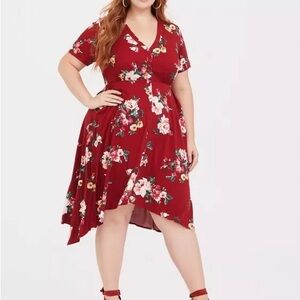 Torrid Red Floral High Low Dress